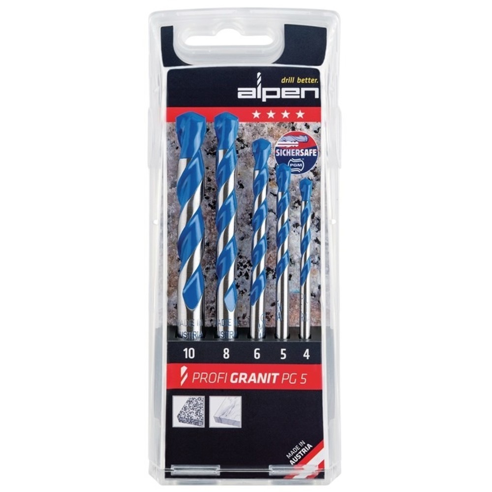 Produktabbildung: ALPEN Steinbohrersatz PROFI GRANIT 5-tlg.D.4,5,6,8,10mm