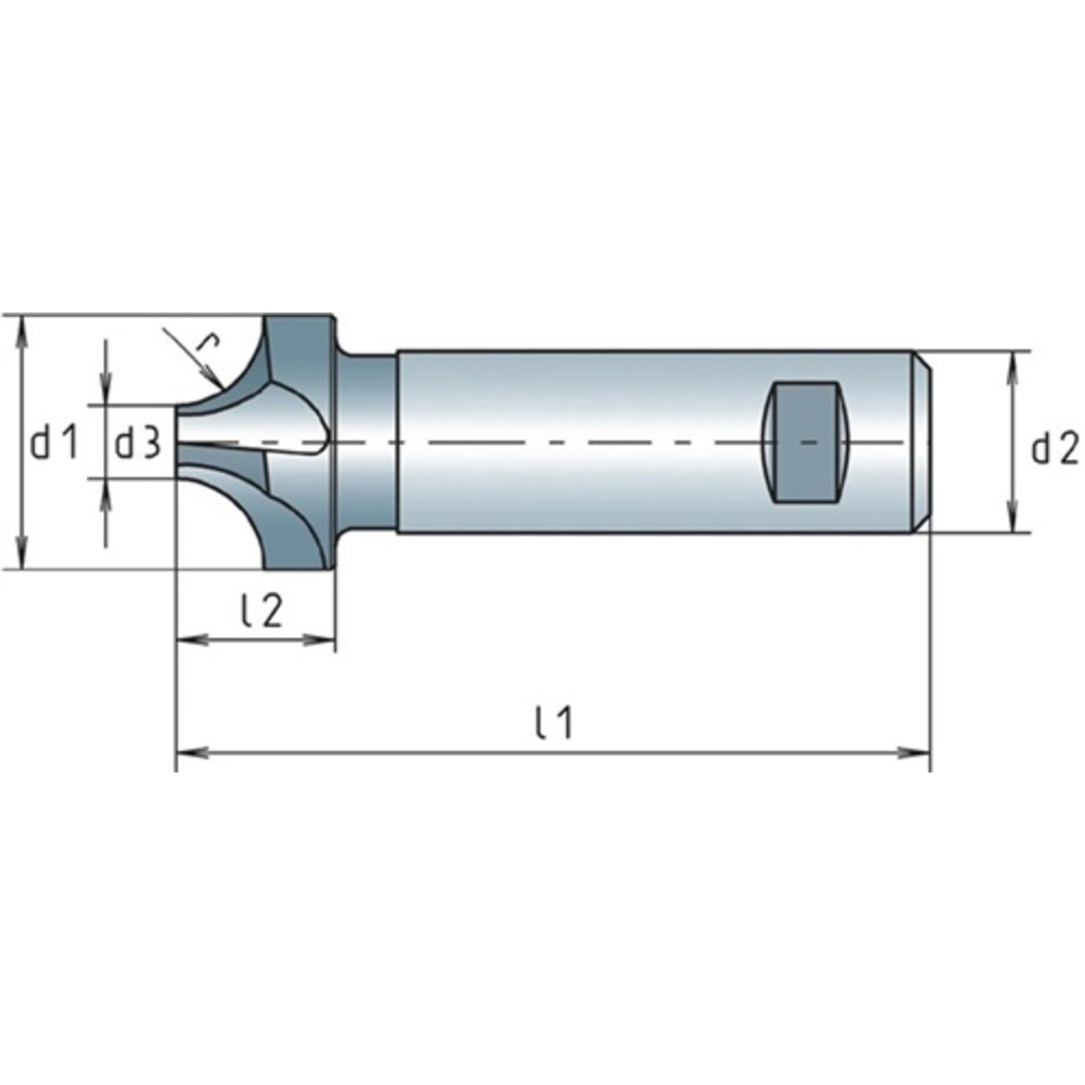 Produktabbildung Nr. 2: Viertelkreisprofilfräser DIN 6518B Typ N R.5mm D.16mm HSS-Co Z.4 konkav