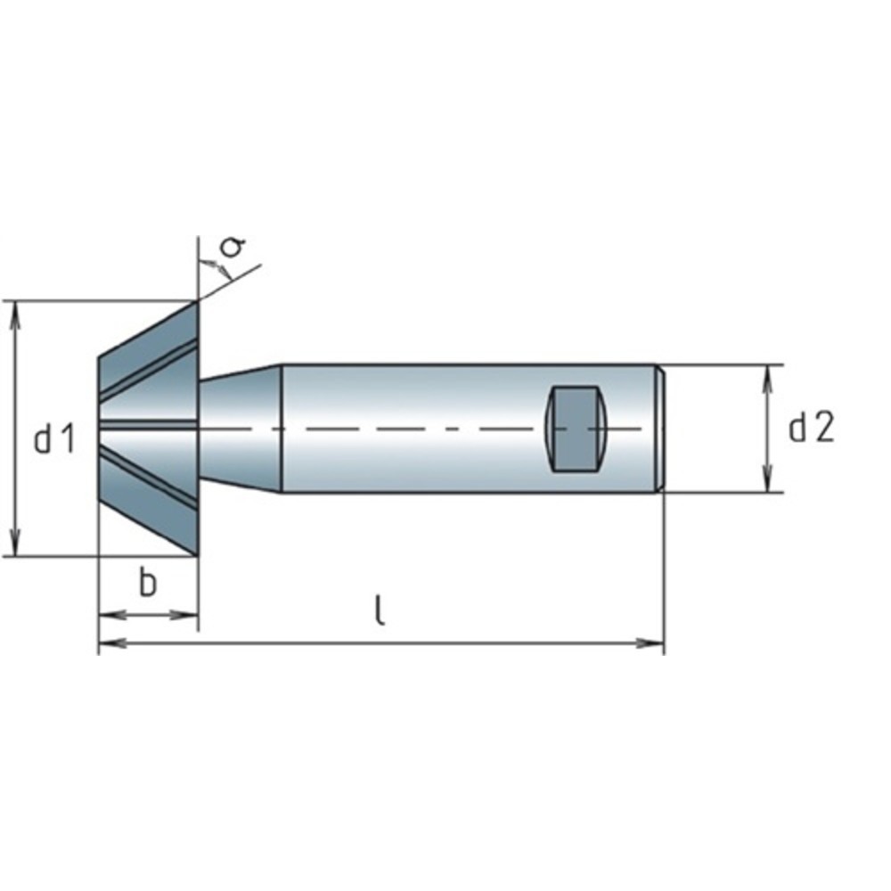 Produktabbildung Nr. 2: Winkelfräser DIN 1833D Typ N D.16mm 60Grad HSS-Co 8Schneiden