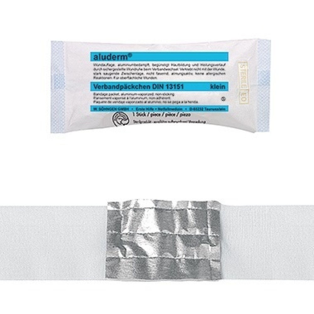 Produktabbildung: aluderm Verbandpäckchen 1003371 klein 3mx6cm Kompresse 6x8cm