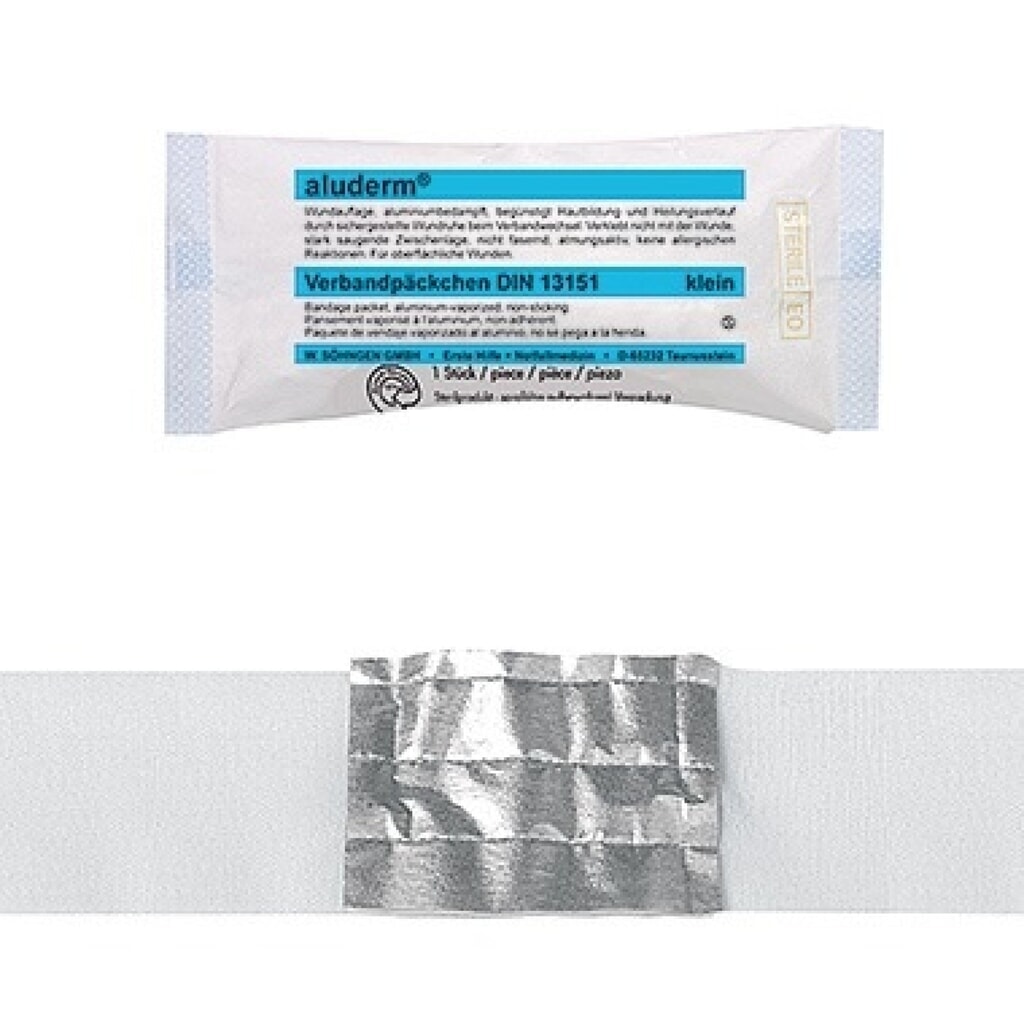 Produktabbildung: aluderm Verbandpäckchen 1003371 klein 3mx6cm Kompresse 6x8cm