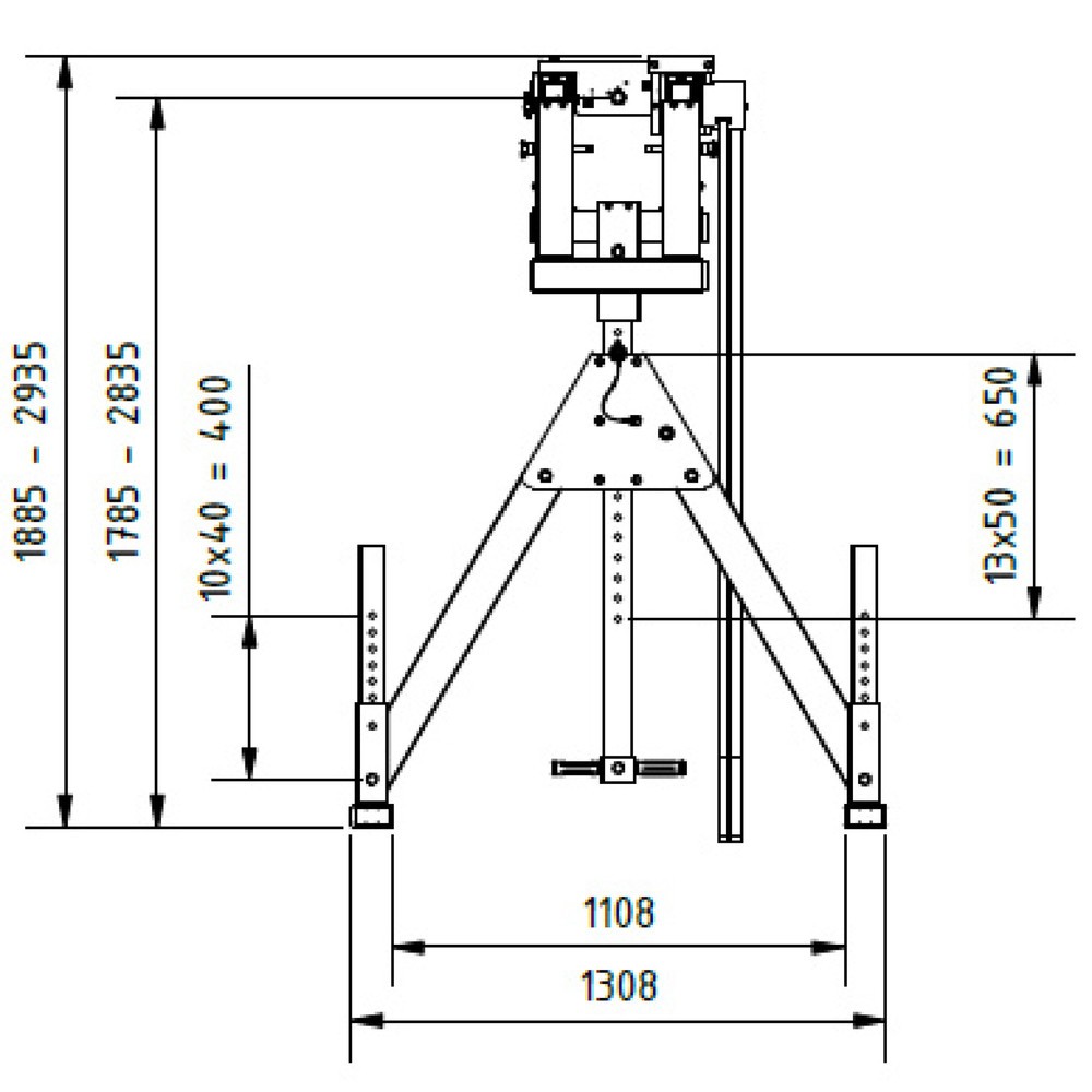 Productafbeelding nr. 3: SCHILLING aluminium portaalkraan met deelbare dubbele traverse, inhaakpunt 1.785-2.835 mm, lengte 4.000 mm, draagvermogen 1.500 kg
