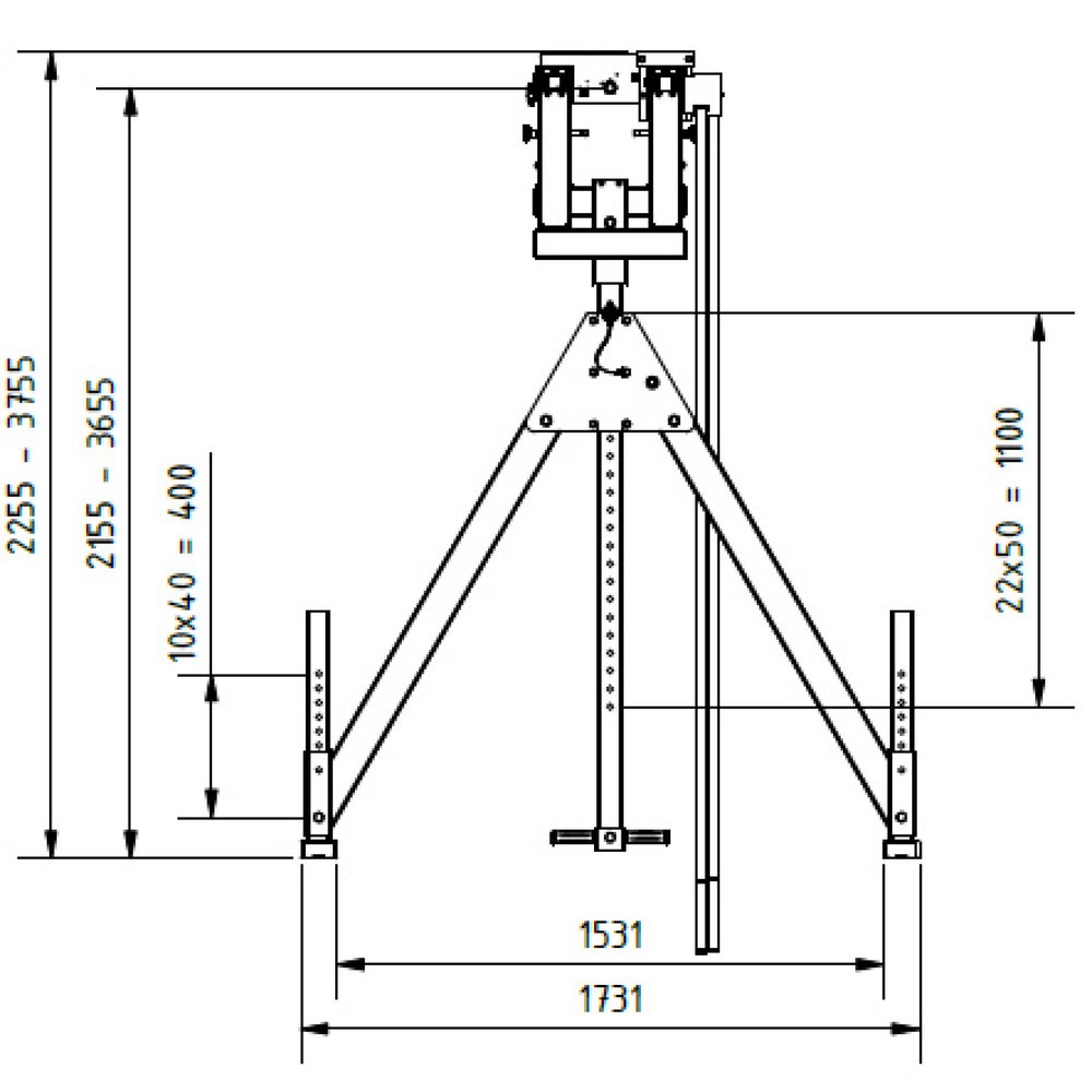 Productafbeelding nr. 3: SCHILLING aluminium portaalkraan met deelbare dubbele traverse, inhaakpunt 2.155-3.655 mm, lengte 4.000 mm, draagvermogen 1.500 kg