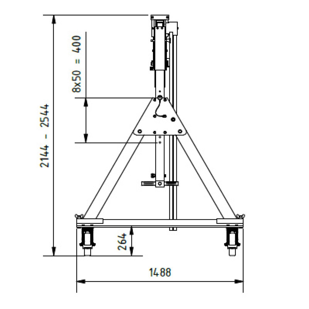 Productafbeelding nr. 3: Aluminium portaalkraan met scheidbare steun, beweegbaar, bevestigingspunt 1.699-2.099 mm, lengte 4.000 mm, laadcapaciteit 1.500 kg