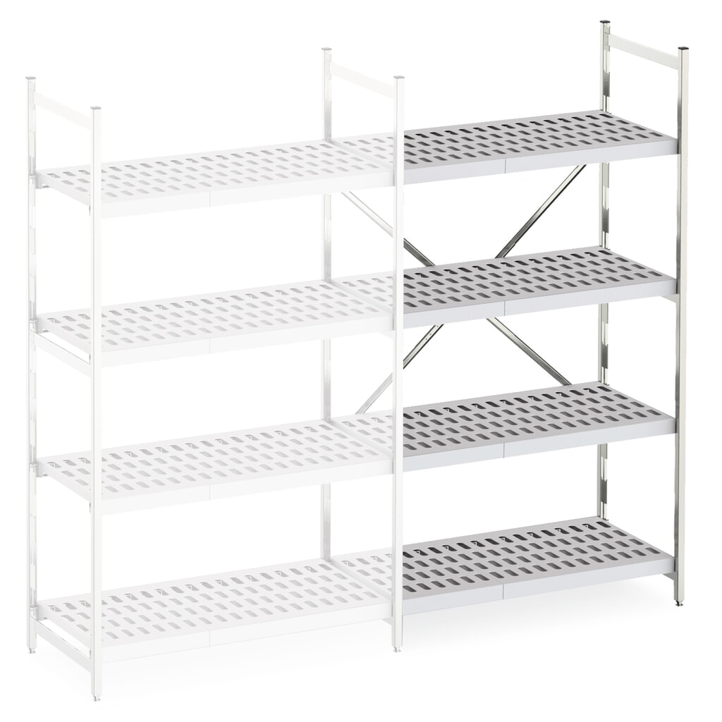 Produktabbildung: Aluminium-Regal mit Kunststoff-Gitterböden, AF, FL 600 kg, HxBxT 2.000 x 775 x 400 mm