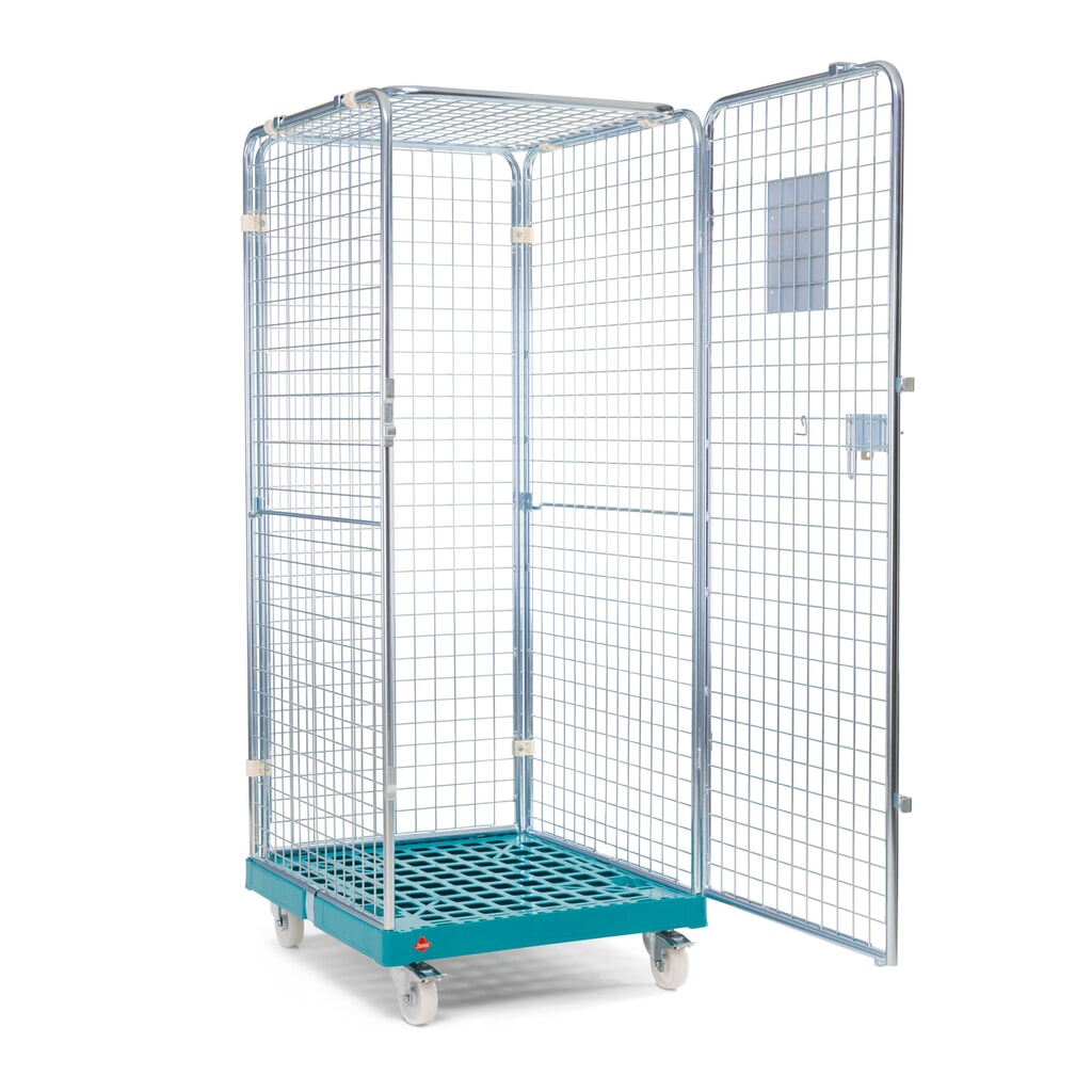 Ameise® Anti-Diebstahl-Rollbehälter, 5-seitig, galvanisch verzinkt, Kunststoff-Rollplatte, HxBxT 1.810 x 724 x 815 mm Produktabbildung: Ameise® Anti-Diebstahl-Rollbehälter, 5-seitig, galvanisch verzinkt, Kunststoff-Rollplatte, HxBxT 1.810 x 724 x 815 mm