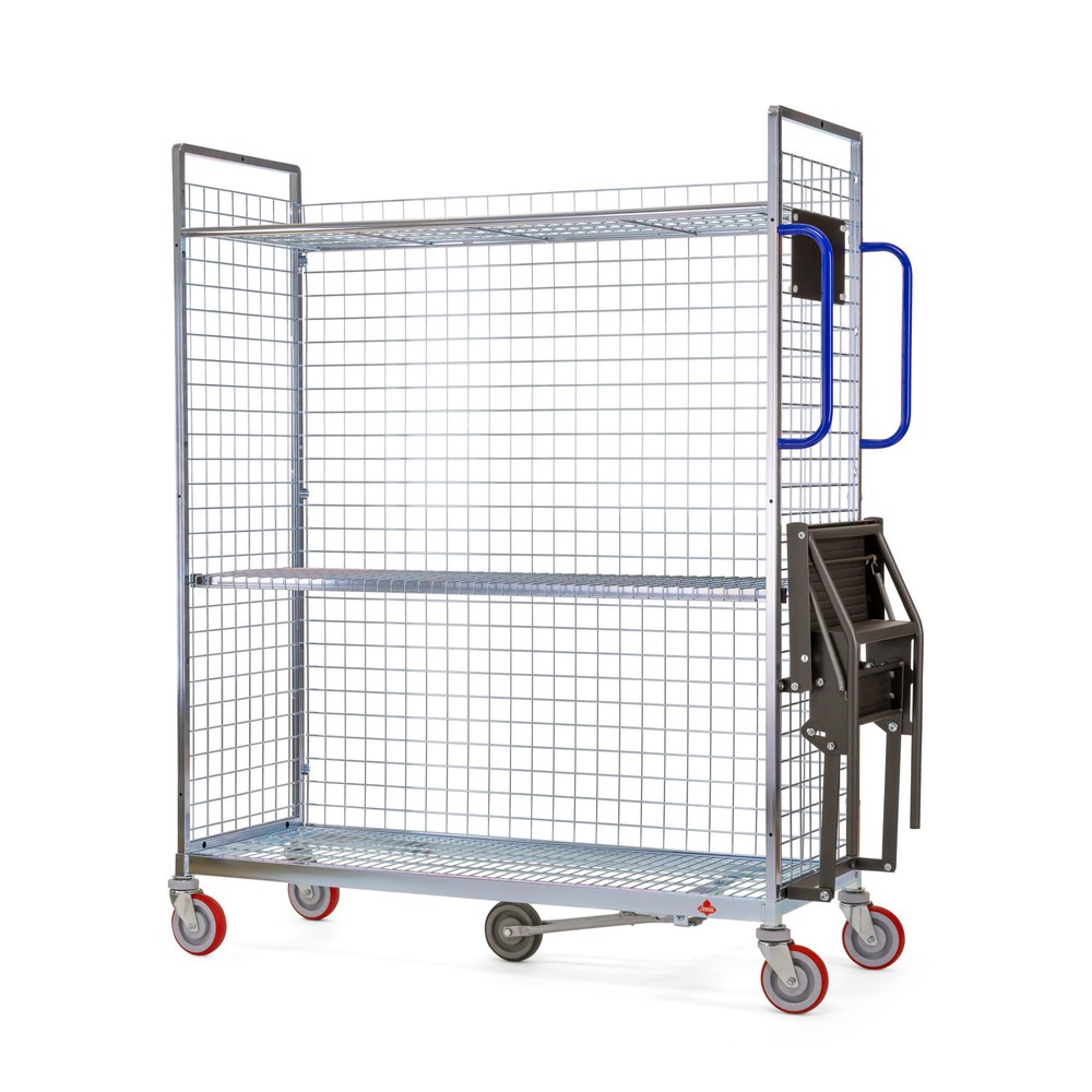 Illustration du produit: Chariot de préparation de commandes Ameise® AK-L, 2 parois grillagées, 1 plateau intermédiaire inclus, HxlxP 1 625 x 660 x 935 mm