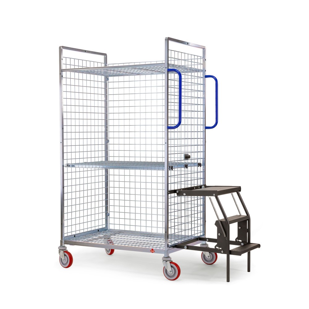 N° de l'image du produit 2 : Chariot de préparation de commandes Ameise® AK-M, 3 parois grillagées, 1 plateau intermédiaire inclus, HxlxP 1 625 x 500 x 935 mm