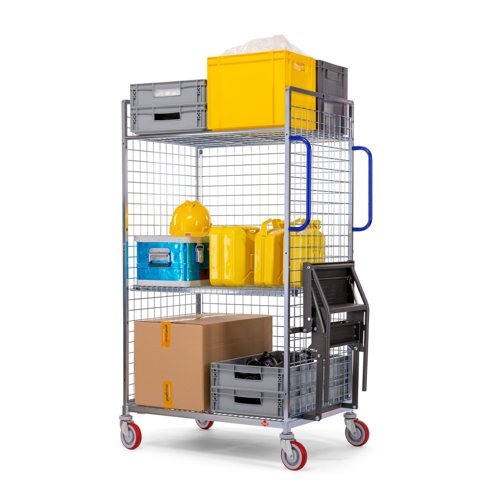N° de l'image du produit 3 : Chariot de préparation de commandes Ameise® AK-M, 3 parois grillagées, 1 plateau intermédiaire inclus, HxlxP 1 625 x 500 x 935 mm