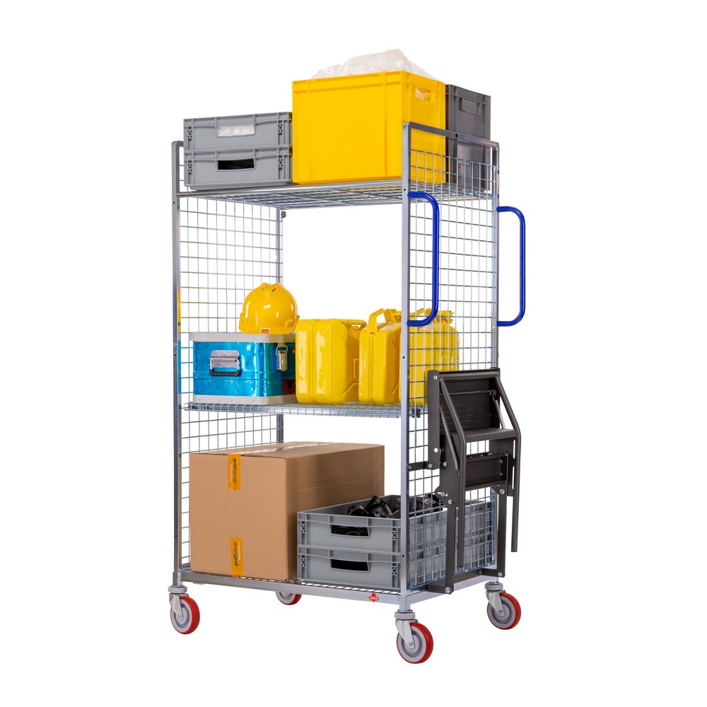 N° de l'image du produit 3 : Chariot de préparation de commandes Ameise® AK-M, 2 parois grillagées, 1 plateau intermédiaire inclus, HxlxP 1 625 x 500 x 1 330 mm