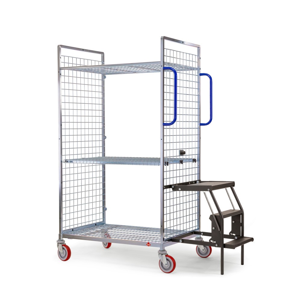 N° de l'image du produit 2 : Chariot de préparation de commandes Ameise® AK-M, 2 parois grillagées, 1 plateau intermédiaire inclus, HxlxP 1 625 x 500 x 1 330 mm