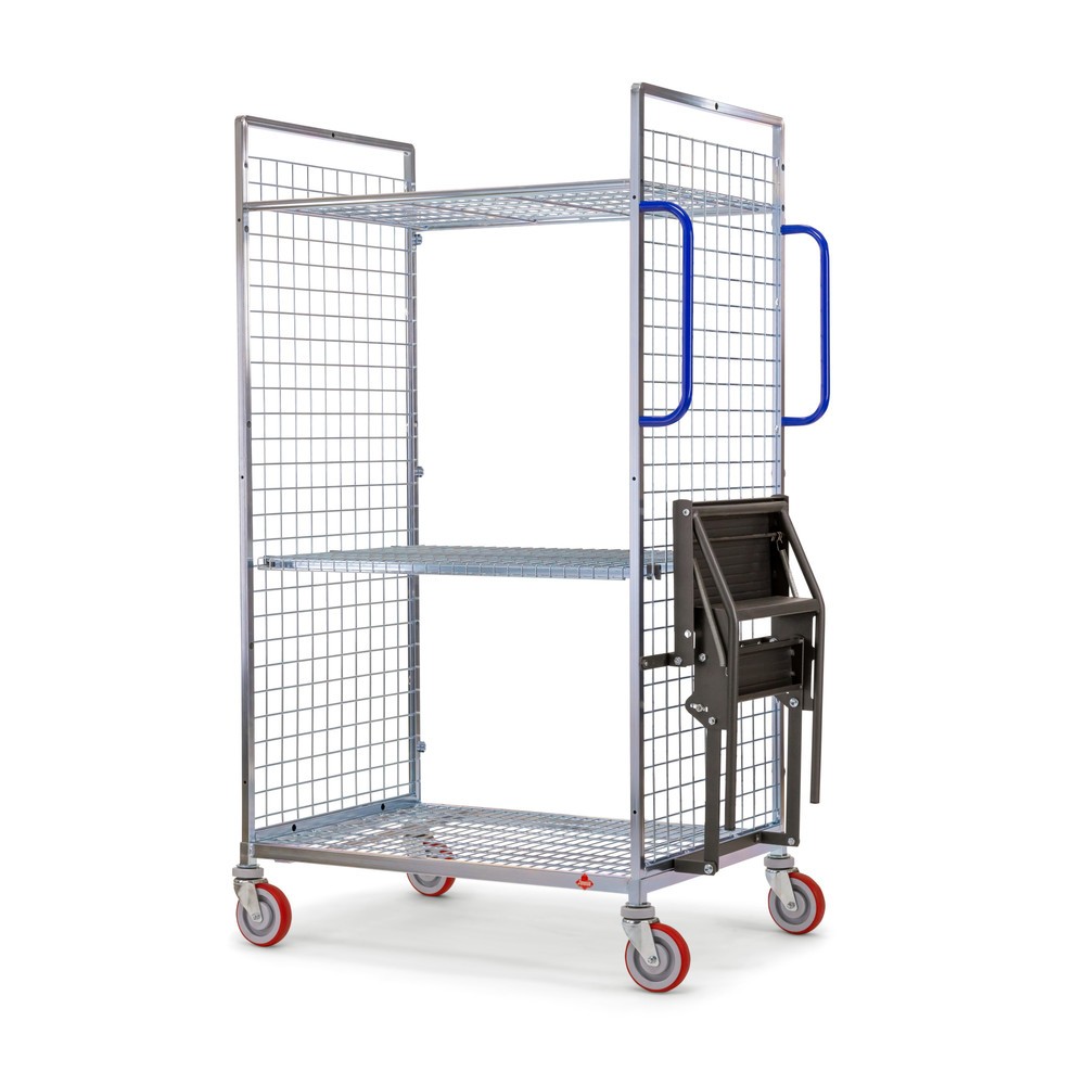 Illustration du produit: Chariot de préparation de commandes Ameise® AK-M, 2 parois grillagées, 1 plateau intermédiaire inclus, HxlxP 1 625 x 500 x 1 330 mm