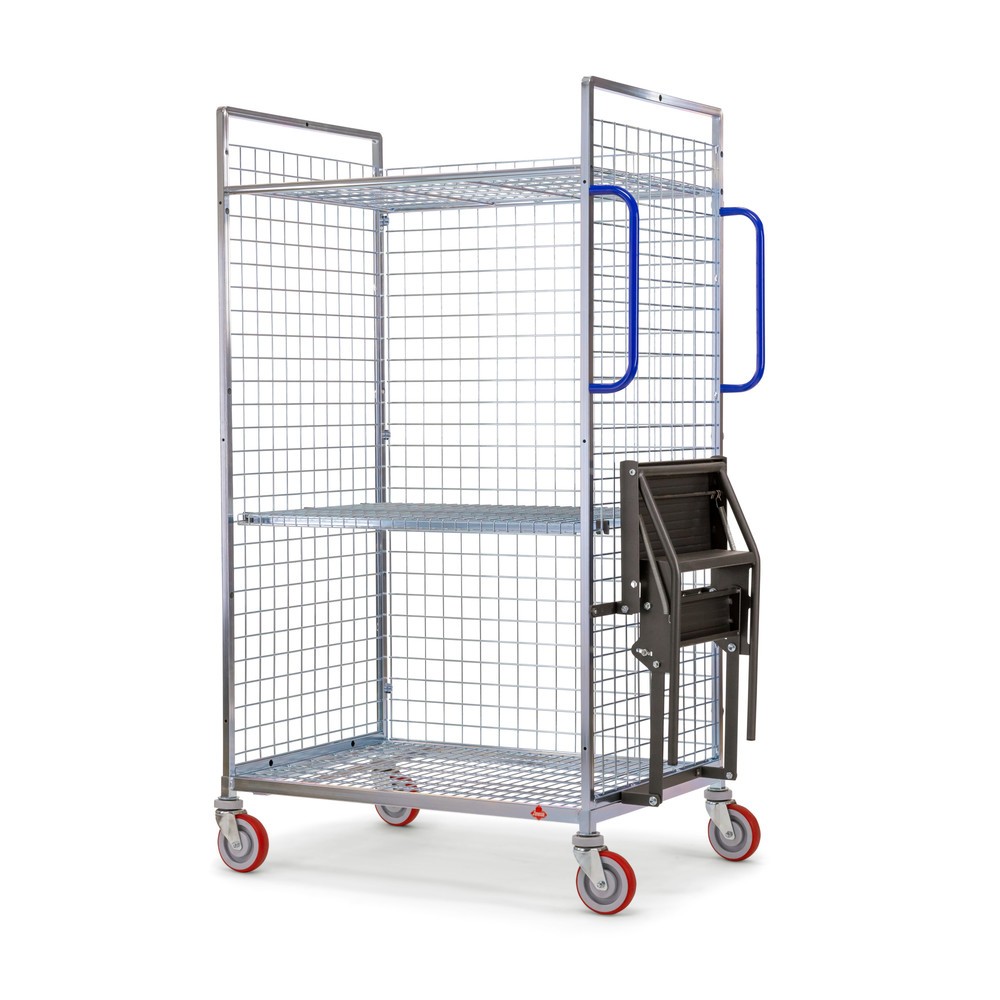 Produktabbildung: Ameise® Kommissionierwagen AK-M, 3 Gitterwände, inkl. 1 Zwischenboden, HxBxT 1.625 x 500 x 1.330 mm