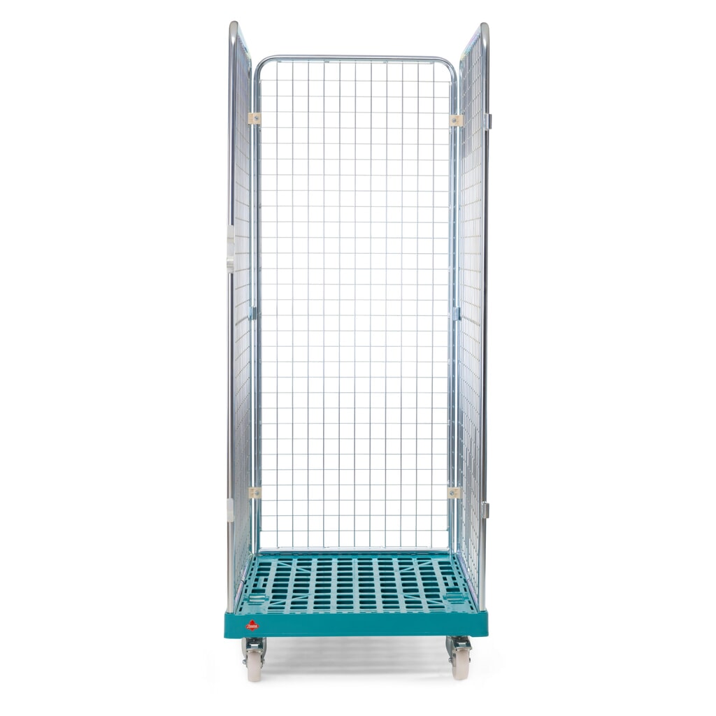 Produktabbildung Nr. 3: Ameise® Rollbehälter, 3-seitig, feinmaschig, galvanisch verzinkt, Kunststoff-Rollplatte, HxBxT 1.810 x 724 x 815 mm