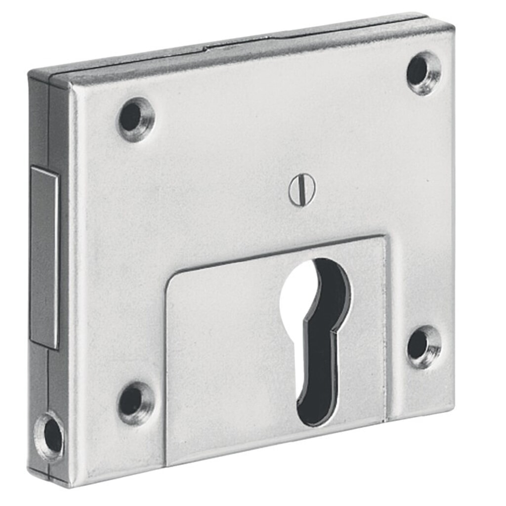 Produktabbildung: AMF Riegelschloss 49, mit Flachschließblech, DIN links / rechts PZ, Dornmaß 60 mm