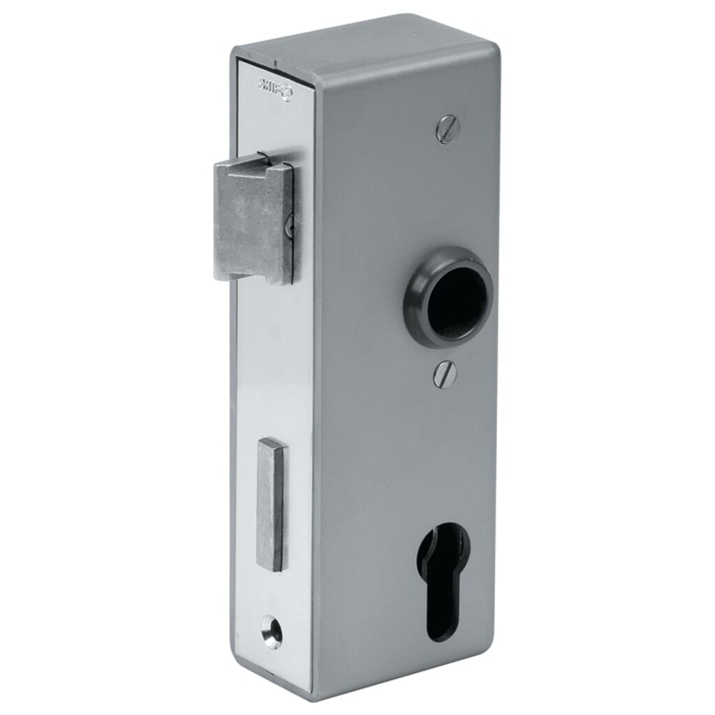 AMF Schlosskasten 141U, blank, Maß A30xB60xC172 mm, DIN links / rechts, Dornmaß 40 mm Produktabbildung: AMF Schlosskasten 141U, blank, Maß A30xB60xC172 mm, DIN links / rechts, Dornmaß 40 mm