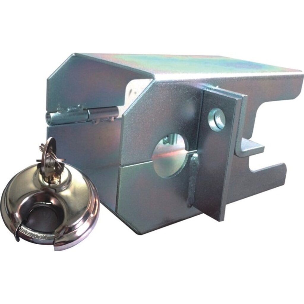 Anhänger-Kastensicherung, L190xB125xH114mm, Stahl verzinkt, Karton, Gewicht 1,9 kg silber Produktabbildung: Anhänger-Kastensicherung, L190xB125xH114mm, Stahl verzinkt, Karton, Gewicht 1,9 kg silber