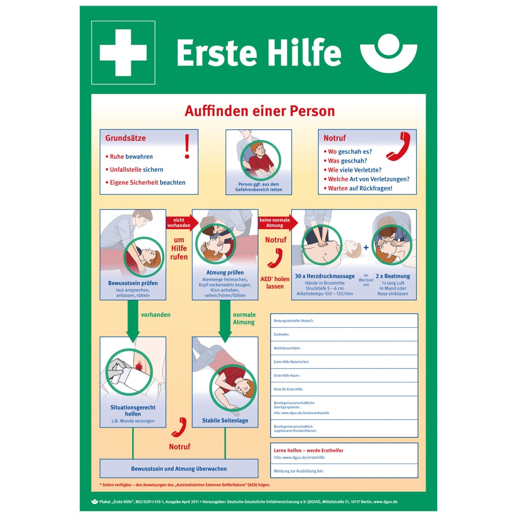 Produktabbildung: SafetyMarking® Anleitung zur ersten Hilfe, HxB 560 x 400 mm