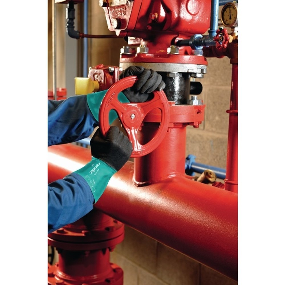 Produktabbildung: Ansell Chemikalienhandschuhe AlphaTec 58-270, Größe 8 flaschengrün/anthrazitgrau, EN 388, EN 374, EN 1149