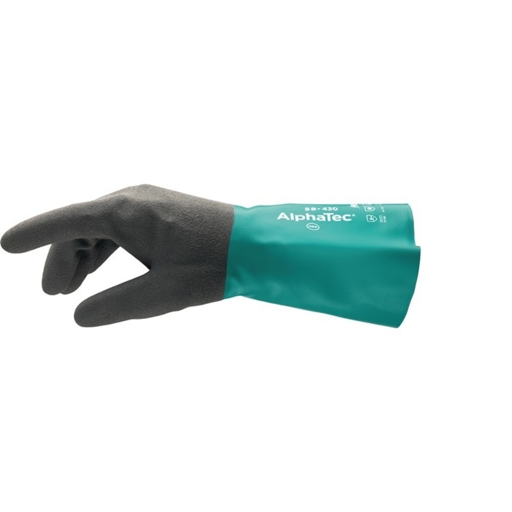Produktabbildung: Ansell Chemikalienhandschuhe AlphaTec 58-430, Größe 9 flaschengrün/anthrazitgrau, EN 388, EN 374, EN 1149