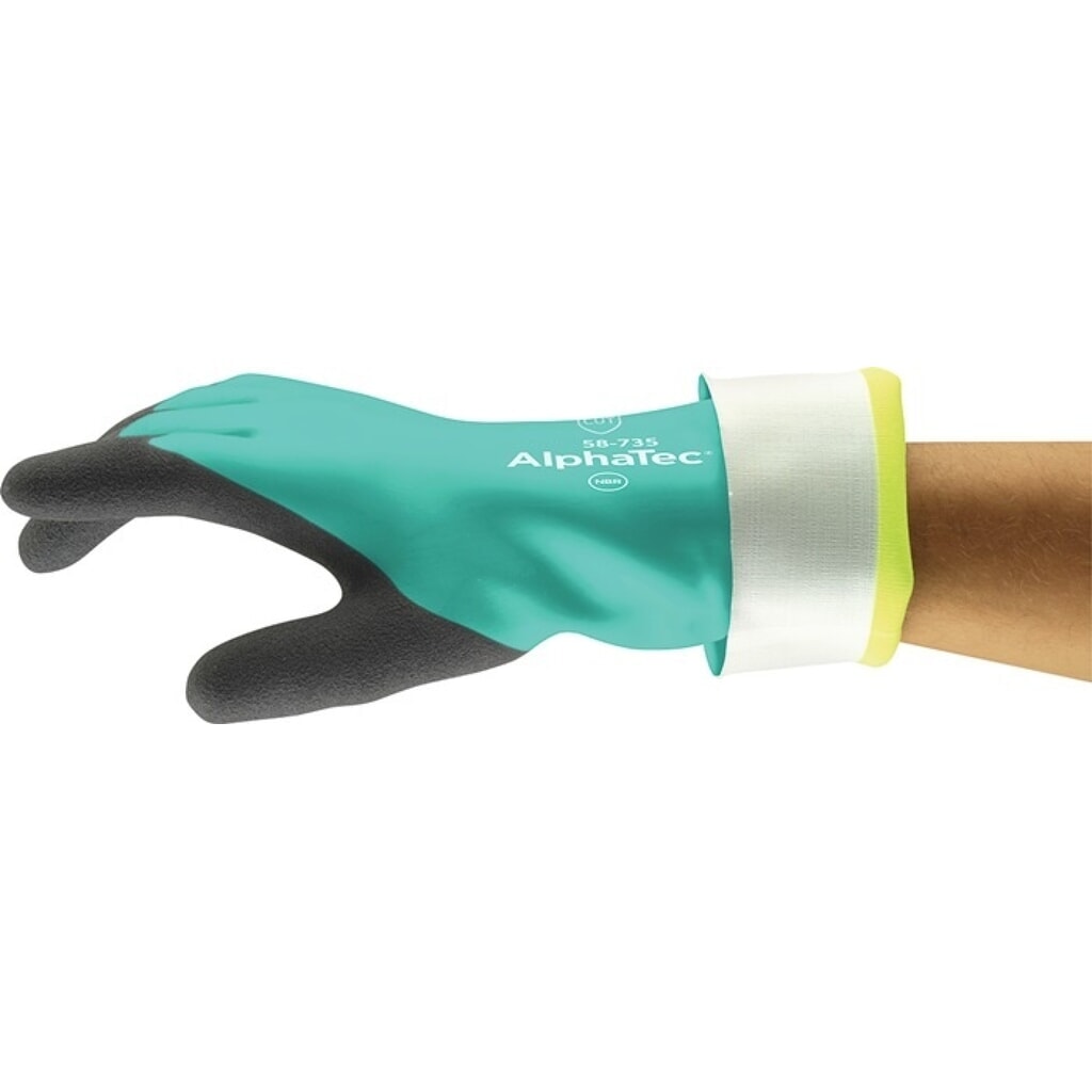 Ansell Chemikalienhandschuhe AlphaTec 58-735, Größe 9 grün, EN 388, EN 374 Produktabbildung Nr. 1: Ansell Chemikalienhandschuhe AlphaTec 58-735, Größe 9 grün, EN 388, EN 374