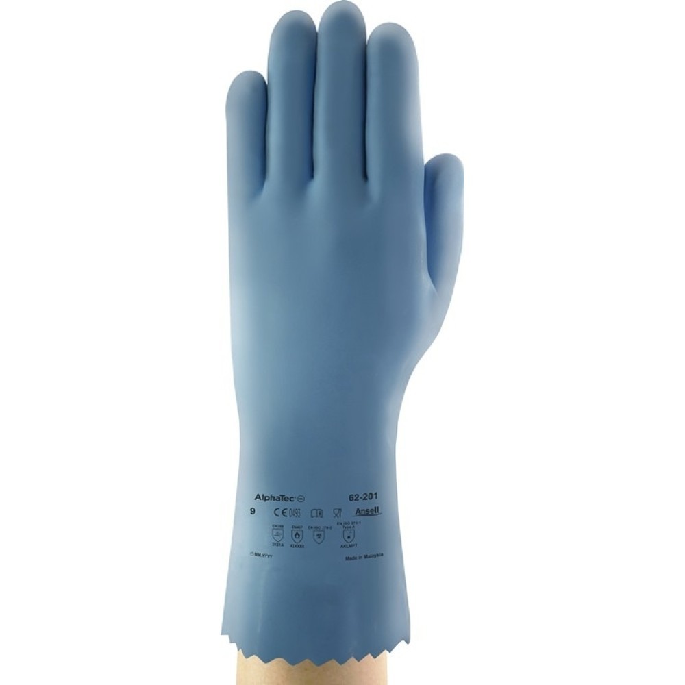 Produktabbildung: Ansell Chemikalienhandschuhe AlphaTec® 62-201, Größe 9 blau, EN 388, EN 374, EN 407