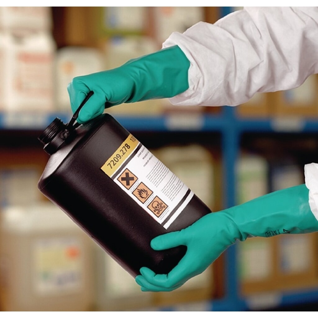 Ansell Chemikalienhandschuhe AlphaTec Sol-Vex 37-675, Größe 10 grün, EN 388, EN 374, EN 1149 Produktabbildung Nr. 2: Ansell Chemikalienhandschuhe AlphaTec Sol-Vex 37-675, Größe 10 grün, EN 388, EN 374, EN 1149