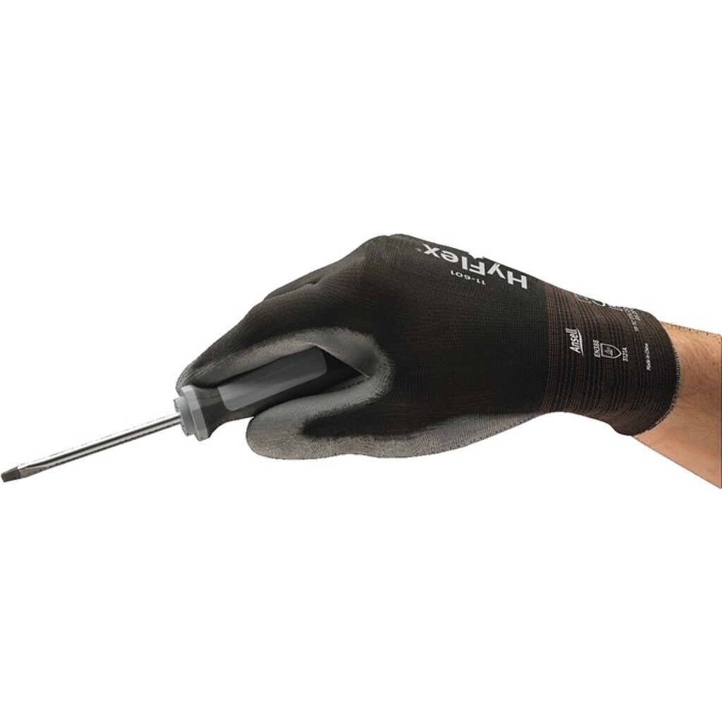 Produktabbildung: Ansell Handschuhe HyFlex 11-601, Größe 9 schwarz/grau, EN 388 PSA-Kategorie II