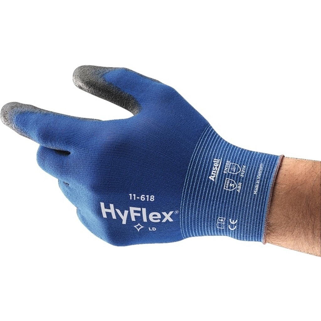 Ansell Handschuhe HyFlex® 11-618, Größe 10 blau/schwarz, EN 388 PSA-Kategorie II Produktabbildung: Ansell Handschuhe HyFlex® 11-618, Größe 10 blau/schwarz, EN 388 PSA-Kategorie II