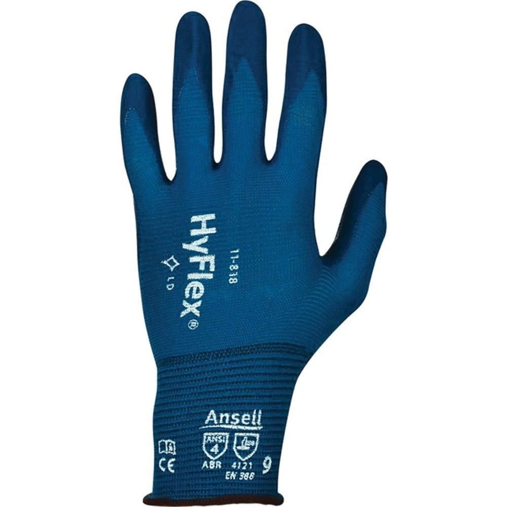 Produktabbildung: Ansell Handschuhe HyFlex® 11-818, Größe 10 dunkelblau, EN 388 PSA-Kategorie II