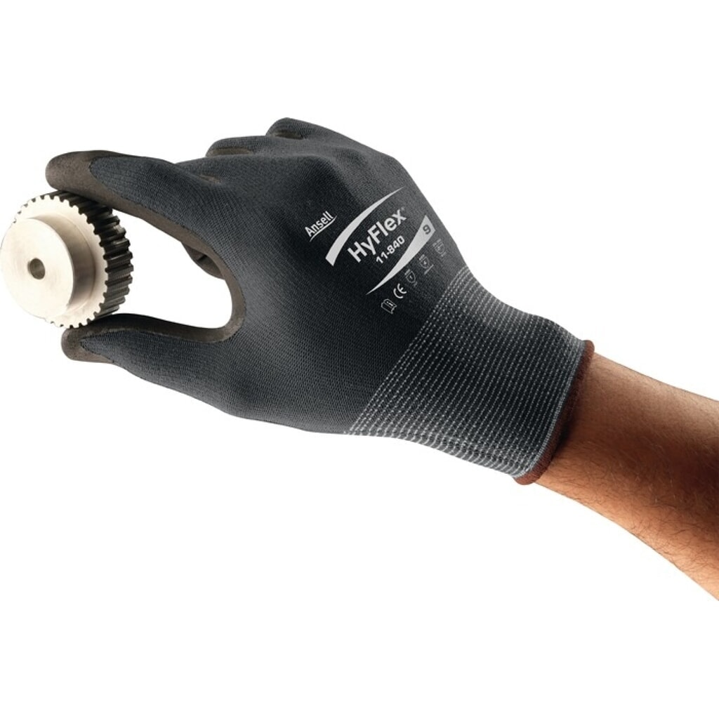 Ansell Handschuhe HyFlex® 11-840, Größe 10 schwarz/grau, EN 388 PSA-Kategorie II Produktabbildung Nr. 2: Ansell Handschuhe HyFlex® 11-840, Größe 10 schwarz/grau, EN 388 PSA-Kategorie II