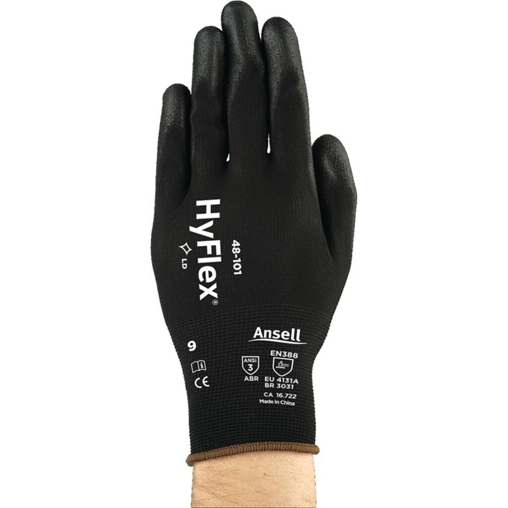 Ansell Handschuhe HyFlex® 48-101, Größe 8 schwarz, EN 388 PSA-Kategorie II Produktabbildung: Ansell Handschuhe HyFlex® 48-101, Größe 8 schwarz, EN 388 PSA-Kategorie II