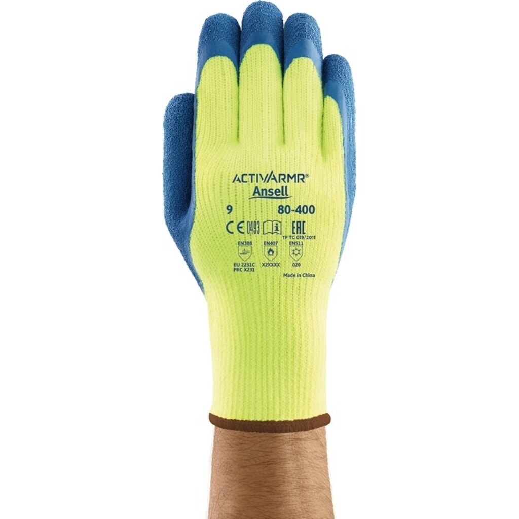 Produktabbildung: Ansell Kälteschutzhandschuhe ActivArmr® 80-400, Größe 10 gelb/blau, EN 388, EN 511, EN 407