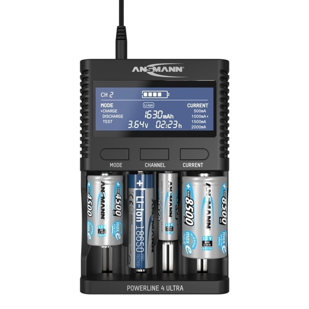 Produktabbildung Nr. 2: ANSMANN Universalladegerät UBC-Powerline4Ultra-EU-cb, mit Netzteil, 1,2 V NiMH, Li-Ion 3,6 V