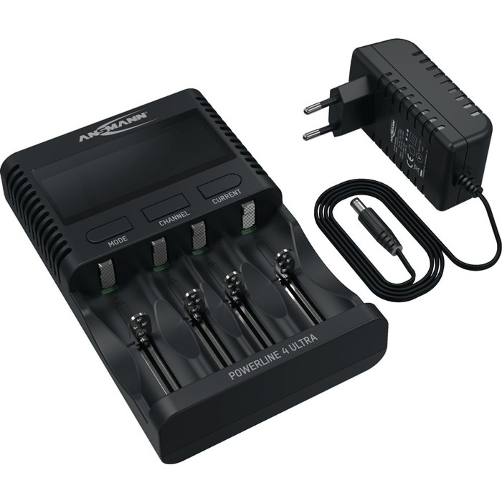 Produktabbildung Nr. 1: ANSMANN Universalladegerät UBC-Powerline4Ultra-EU-cb, mit Netzteil, 1,2 V NiMH, Li-Ion 3,6 V