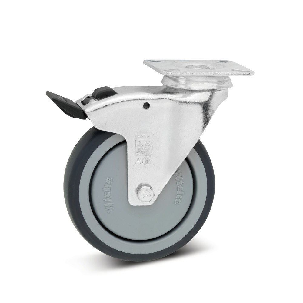 Product afbeelding: Apparaatwiel Wicke TPU, zwenkwiel, kogellager, beschermkap tegen draden, incl. vastzetrem, Ø x breedte 75 x 30 mm, cap. 75 kg