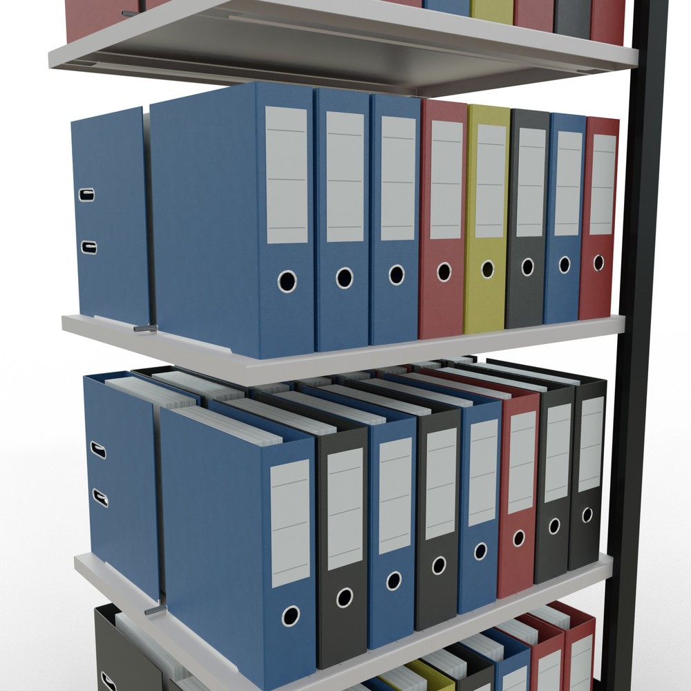 Productafbeelding nr. 3: Archiefrekken SCHULTE AV, dubbelzijdig, met middenaanslagen, VL 150 kg, zwart, hxbxd 1.800 x 750 x 600 mm