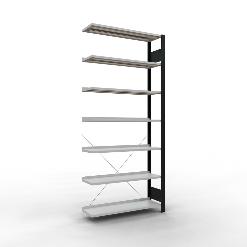 Product afbeelding: Archiefrekken SCHULTE AV, eenzijdig, met eindaanslagen, VL 85 kg, zwart, hxbxd 2.300 x 1.000 x 300 mm