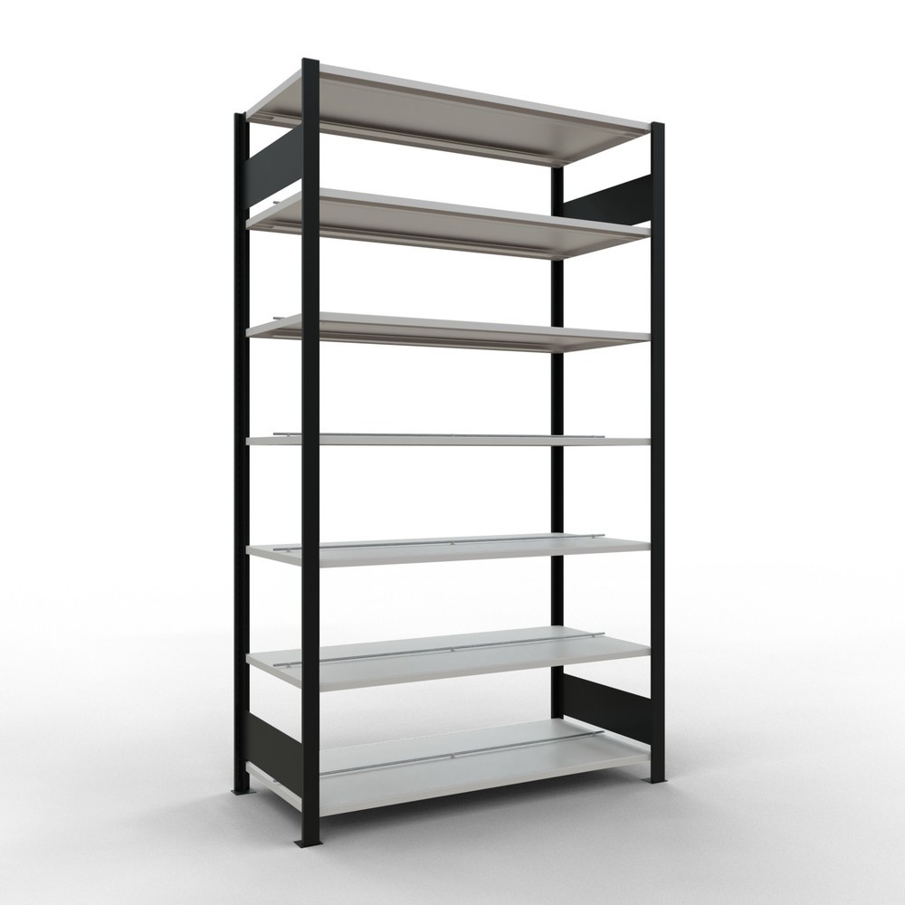 Product afbeelding: Archiefrekken SCHULTE BV, dubbelzijdig, met middenaanslagen, VL 150 kg, zwart, hxbxd 2.300 x 1.300 x 600 mm