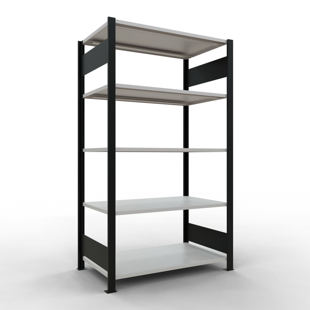 Product afbeelding: Archiefrekken SCHULTE BV, dubbelzijdig, zonder middenaanslagen, VL 150 kg, zwart, hxbxd 1.800 x 1.000 x 600 mm