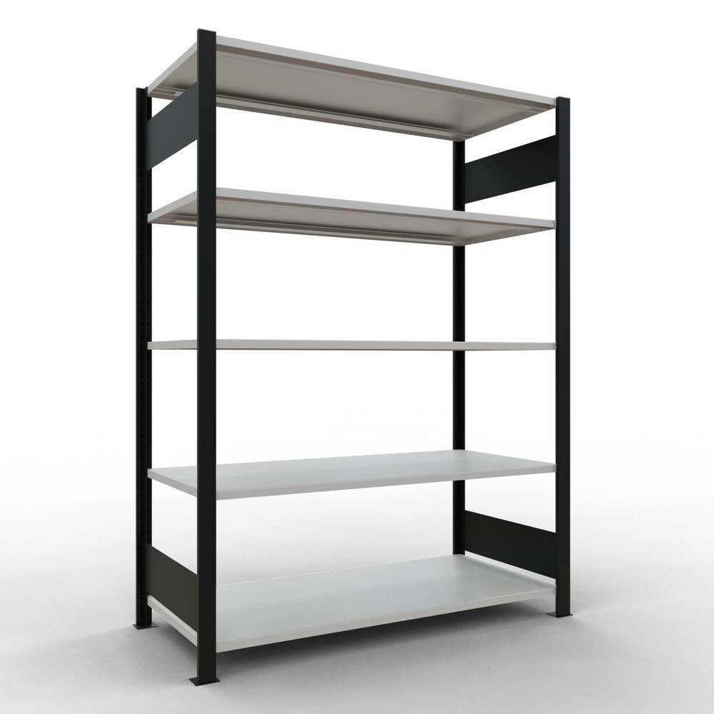 Product afbeelding: Archiefrekken SCHULTE BV, dubbelzijdig, zonder middenaanslagen, VL 150 kg, zwart, hxbxd 1.800 x 1.300 x 600 mm
