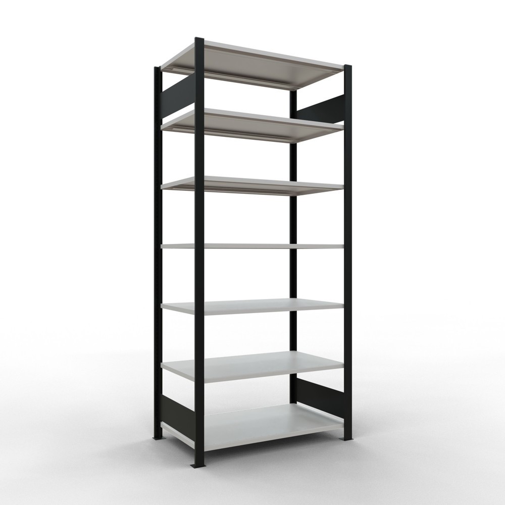 Product afbeelding: Archiefrekken SCHULTE BV, dubbelzijdig, zonder middenaanslagen, VL 150 kg, zwart, hxbxd 2.300 x 1.000 x 600 mm