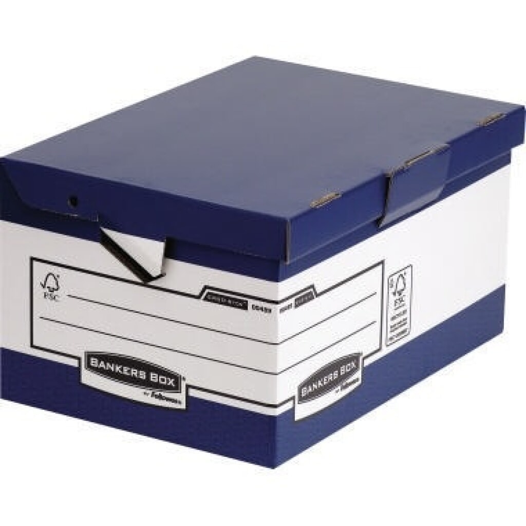 Bankers Box Archivbox Ergo Box System Maxi 0048901 blau/weiß Produktabbildung: Bankers Box Archivbox Ergo Box System Maxi 0048901 blau/weiß