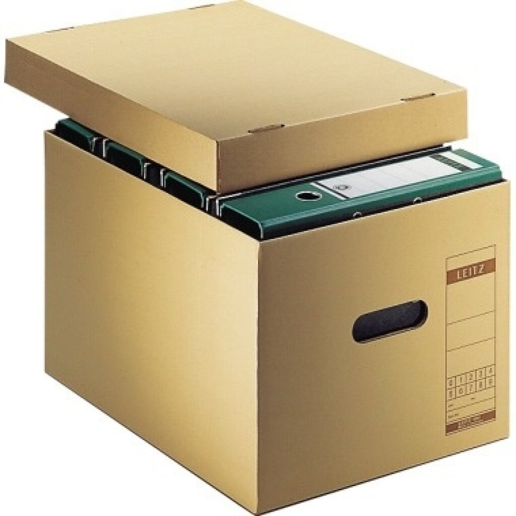 Leitz Archivbox 60810000 DIN A4 max. 7Ordner Pappe natronbraun Produktabbildung: Leitz Archivbox 60810000 DIN A4 max. 7Ordner Pappe natronbraun