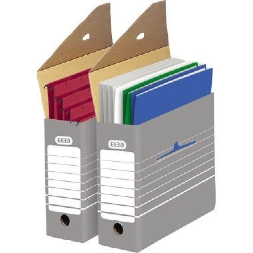 ELBA Archivschachtel tric 100552039 9,5x26,5X34cm Pappe grau/weiß Produktabbildung: ELBA Archivschachtel tric 100552039 9,5x26,5X34cm Pappe grau/weiß