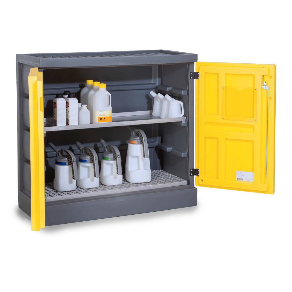 Immagine del prodotto: Denios armadietto per sostanze chimiche in PE, AxLxP 1.130 x 1.225 x 640 mm, 1 vasca di raccolta + 1 griglia in acciaio inox