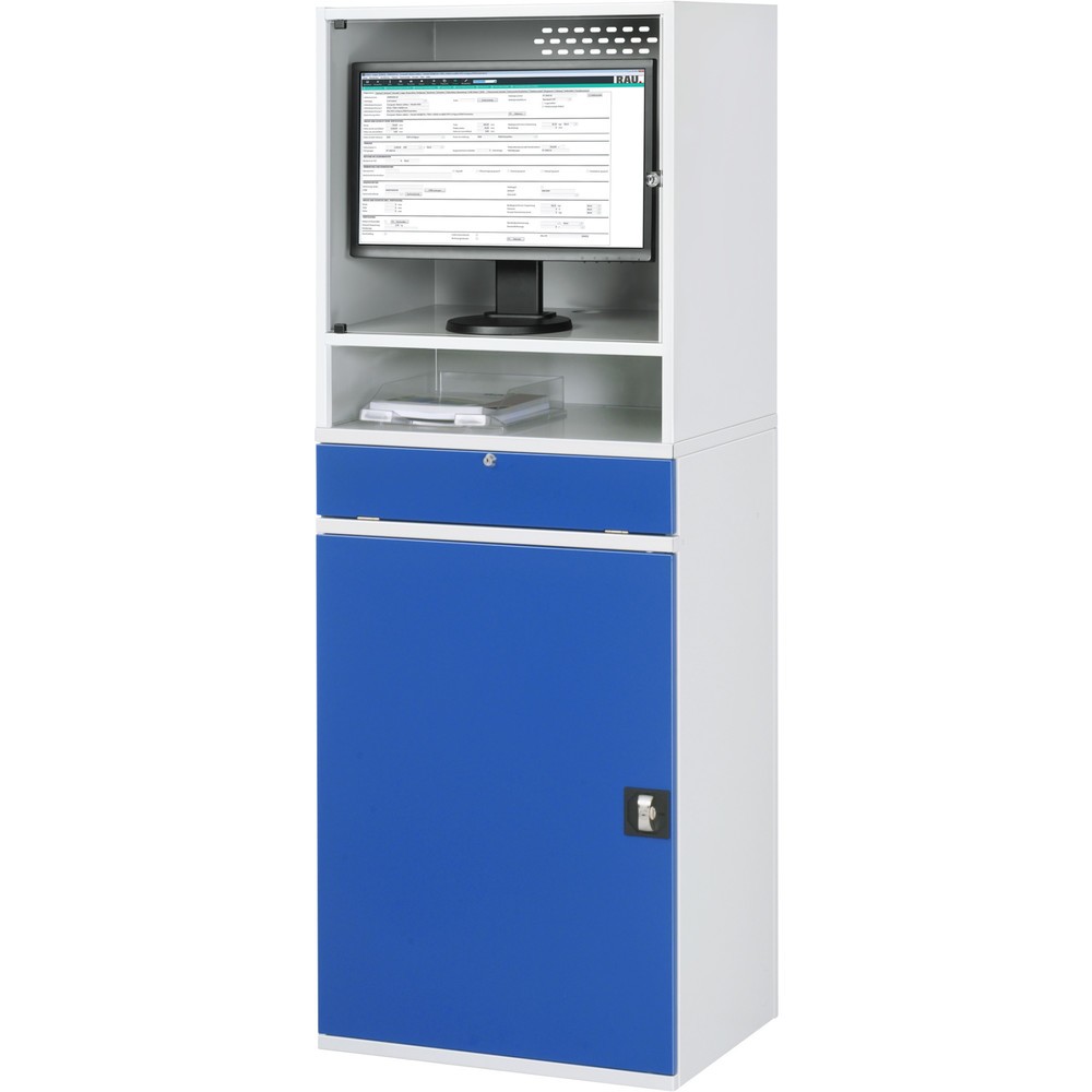 Immagine del prodotto n. 3: Armadio per computer RAU, ripiano estraibile per tastiera, anta a battente, numero di cassetti x H x B: 2 x 80 x 570 mm