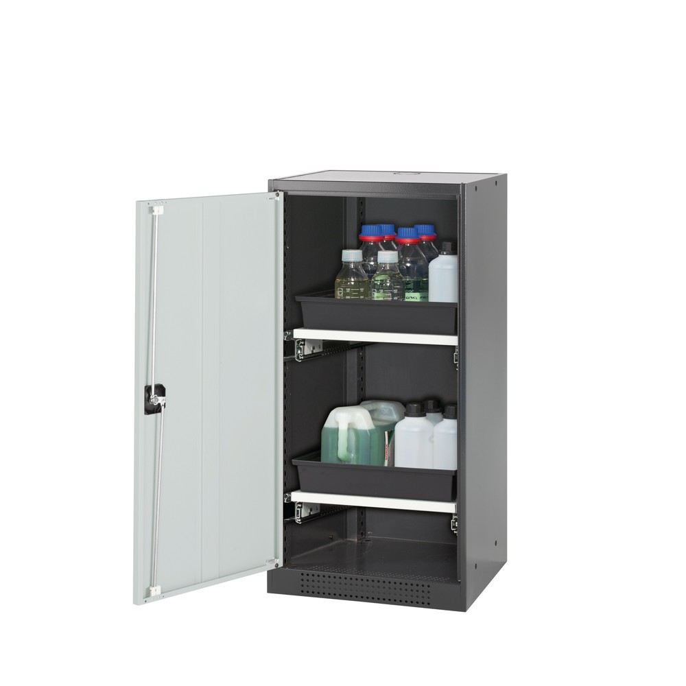 Immagine del prodotto: armadio per sostanze chimiche asecos® CS-CLASSIC, con 2 ripiani estraibili e vasca in PP, HxBxT 1.105 x 545 x 520 mm, grigio chiaro