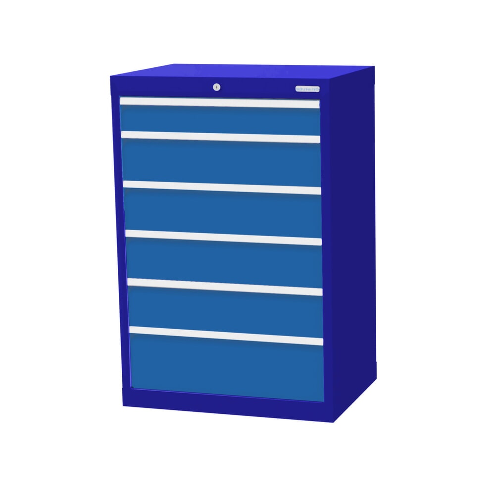 Imagen del producto: Armario con cajones Bedrunka+Hirth Profi, cajones 1x100 + 4x150 + 1x200 mm, H x A x F 1.019 x 680 x 500 mm, azul genciana, azul luminoso
