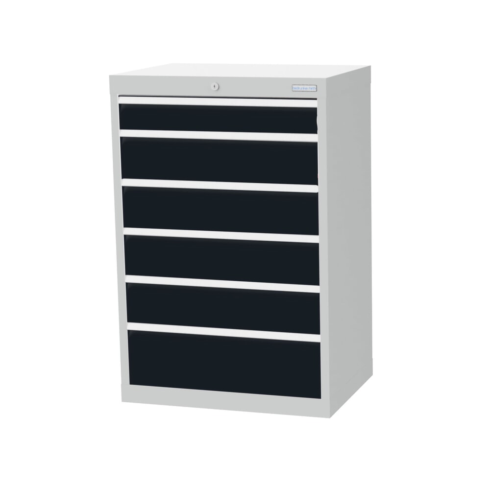 Imagen del producto: Armario con cajones Bedrunka+Hirth Profi, cajones 1x100 + 4x150 + 1x200 mm, H x A x F 1.019 x 680 x 500 mm, gris luminoso, gris antracita
